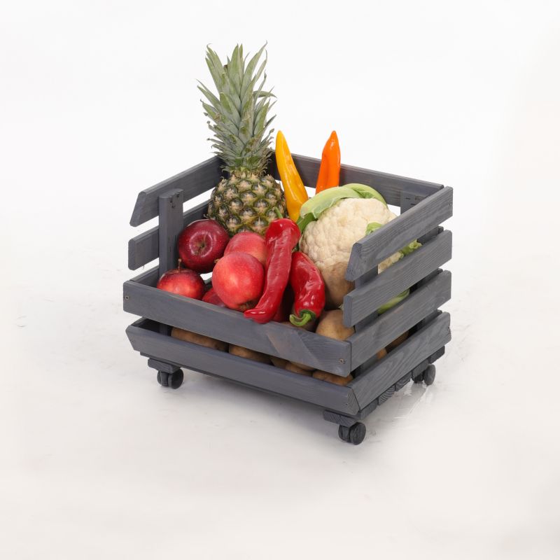 Skrzynka na warzywa i owoce MODO24 na kółkach 30x37x30 cm impregnat szary 1 szt