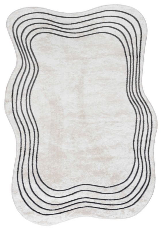 Dywan Dwustronny Wewnętrzny SILA LUX Owalny Mazovia 160 x 220 cm Biały Motyw Abstrakcyjny 1 szt.