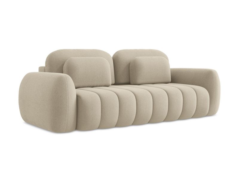 Kanapa 3-osobowa z funkcją spania LaMiaSofa GINOSA z tkaniny bouclé 266x121 cm ciemny beż 1 szt.