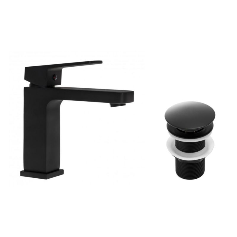 Zestaw Yoka Home bateria umywalkowa stojąca i korek klik-klak bez przelewu czarny - 1 szt.