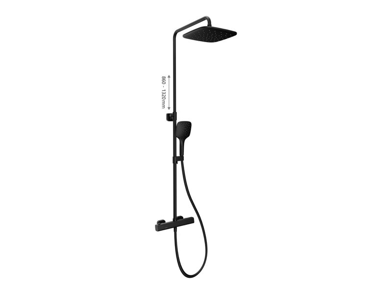 Kolumna prysznicowa Ravak 10 Free Termo TD F 091.20BL z baterią termostatyczną i zestawem prysznicowym, czarna 1 szt