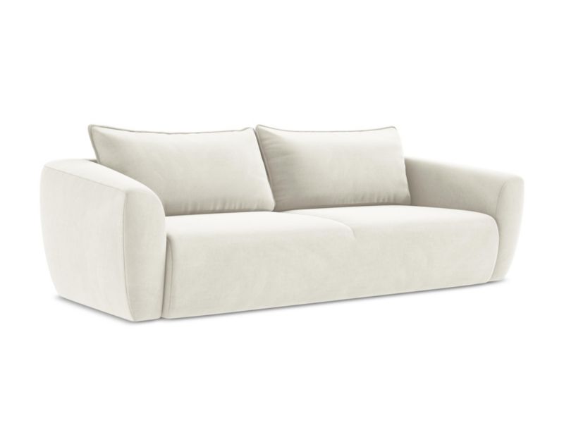 Kanapa 3-osobowa z funkcją spania LaMiaSofa PISA z tkaniny welwetowej 238x102 cm jasny beż 1 szt.