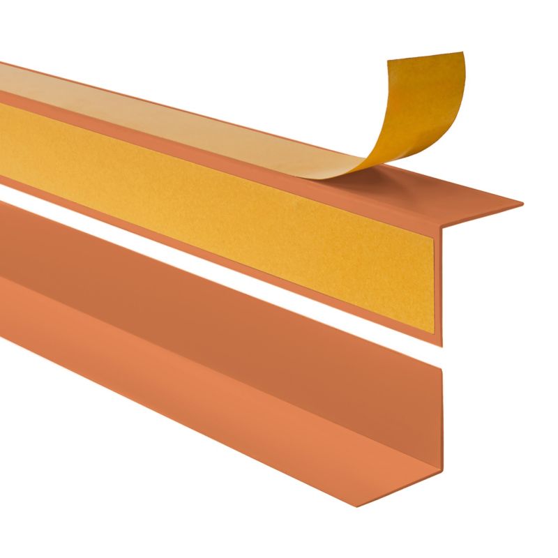Kątownik twardy PCV 20x20mm, QUEST samoprzylepny, klejony po zewnętrznej stronie, ozdobny profil L kątowy, KTZ, ceglany, 1.5m