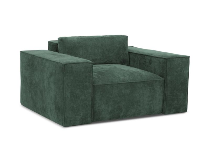 Fotel z funkcją spania LaMiaSofa Asti z tkaniny szenilowej 157x113 cm zielony 1 szt.