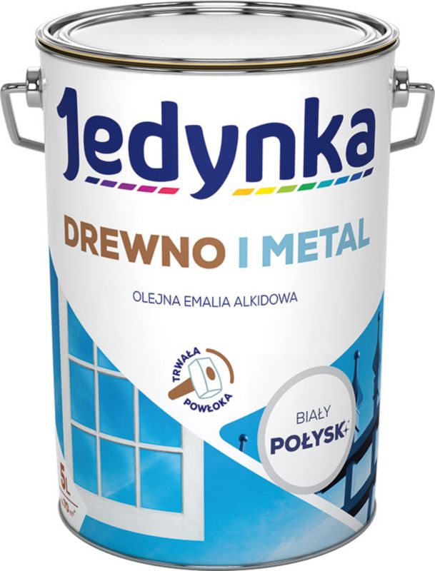 Emalia alkidowa Jedynka Drewno i Metal biały połysk 5 l