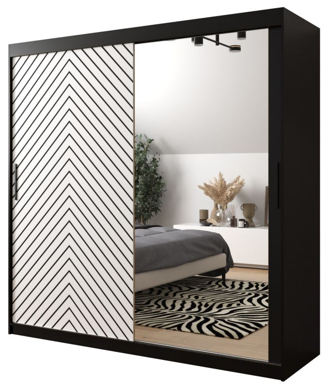 Szafa przesuwna Garderoba Abiks Jodełka 2 200 czarny + biały 1 szt.