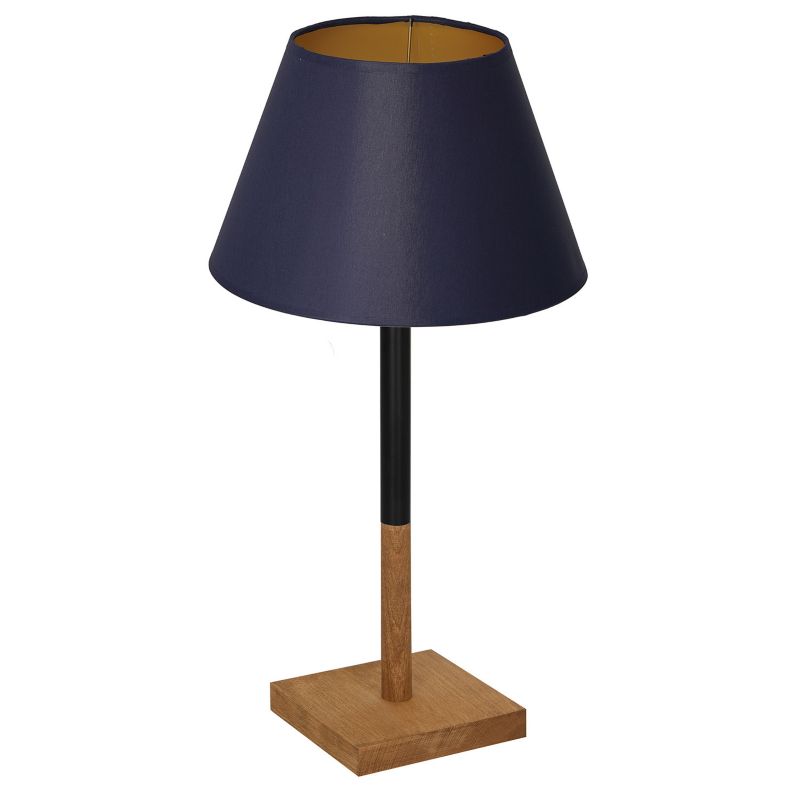 Lampa stołowa Luminex Table Lamps granatowo-drewniana drewniana 1 x E27 x 15W IP20 wym: 56 x 30 x 30 cm drewno - 1 szt.
