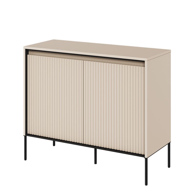 Komoda dwudrzwiowa Bettso Trend z oświetleniem LED i frezowanym frontem beżowy 1szt.