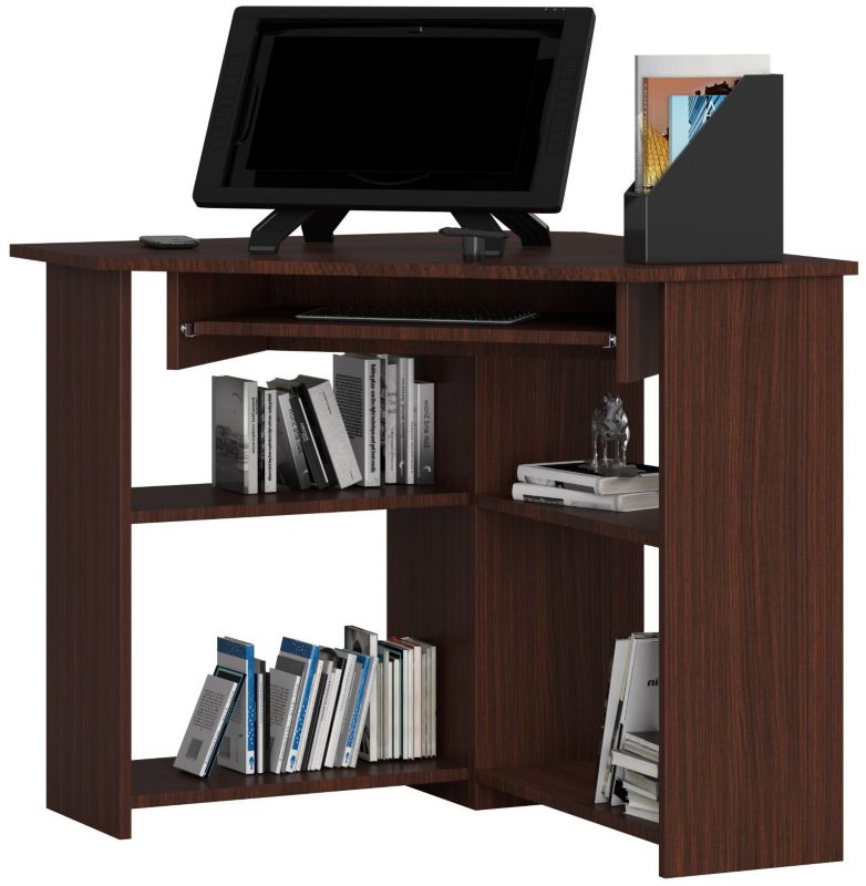 Biurko narożne Akord Ted Wenge 80 cm kolor Wenge mat 5 półek 80x80x74 cm 1 szt.