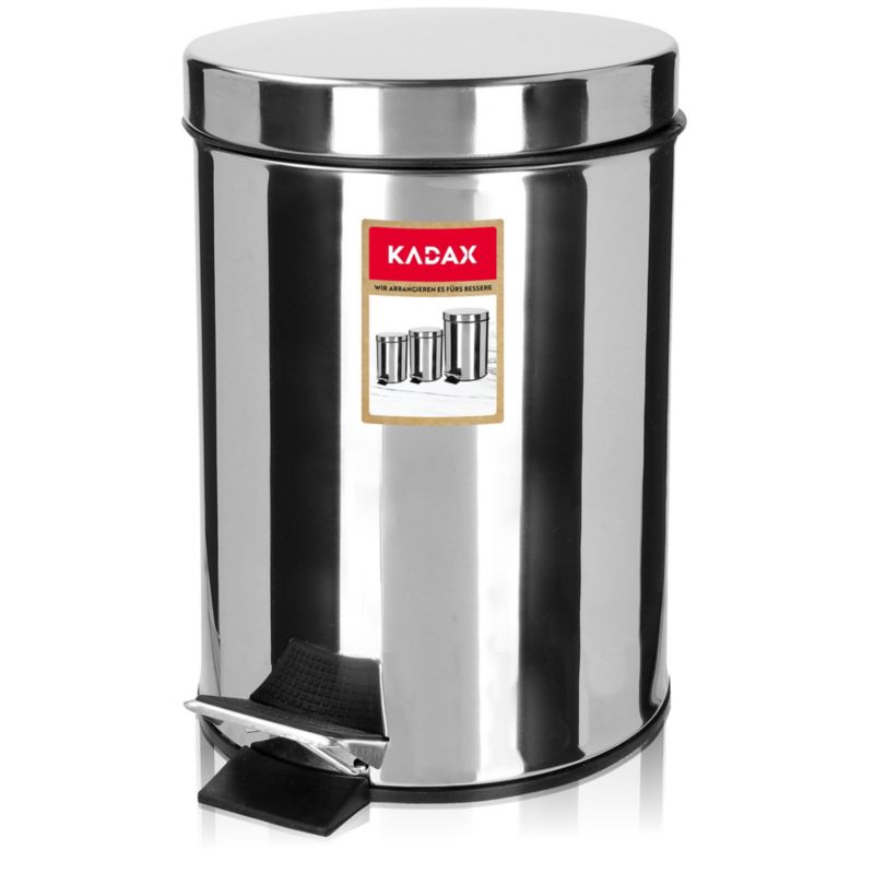 Kosz Na Śmieci KADAX 5L Łazienkowy Z Pedałem Kubłem Stalowy Do Łazienki Srebrny 1 szt.