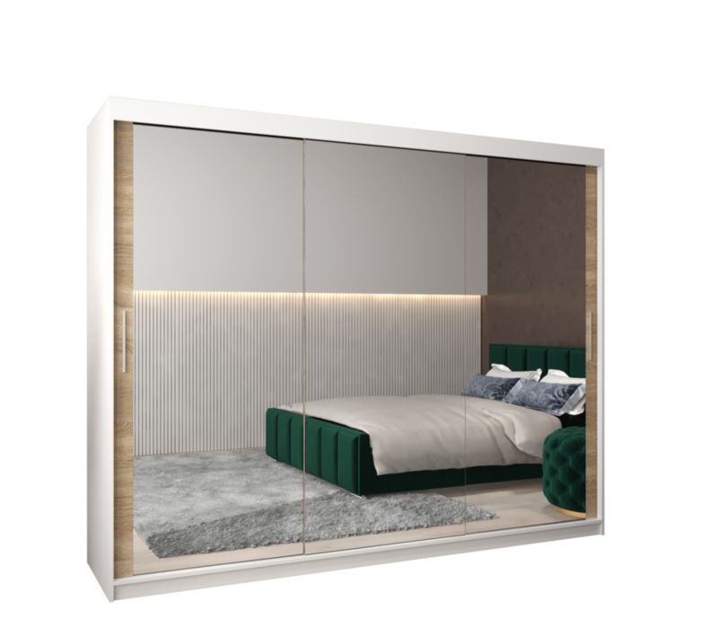 Szafa przesuwna Garderoba Abiks Tokyo 3 250 biały + sonoma 1 szt.