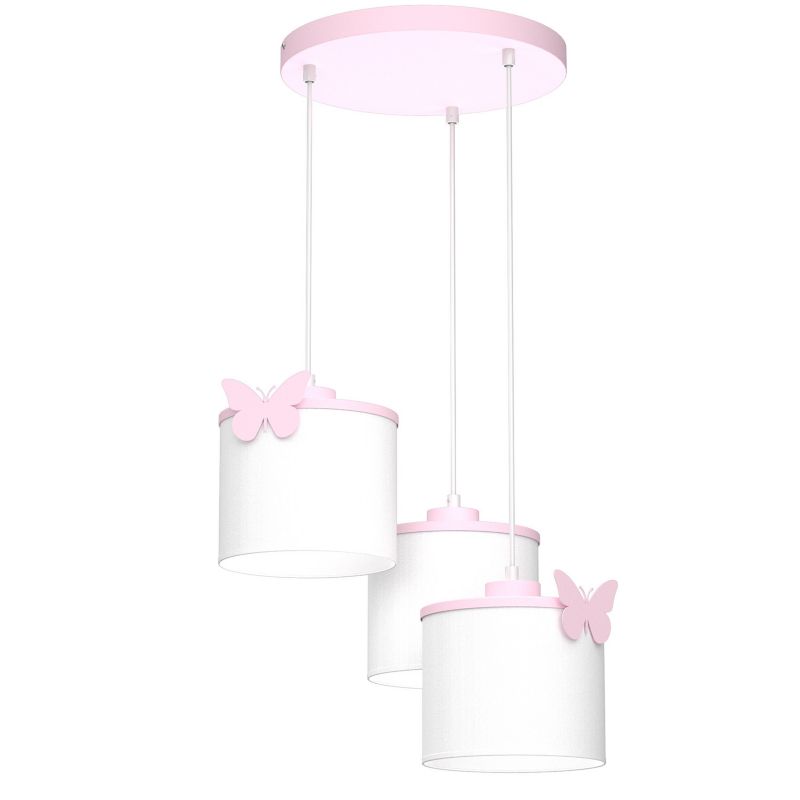 Lampa wisząca Luminex Sweet biało-różowa dziecięca w motylki 3xE27 x 15W 1 szt.