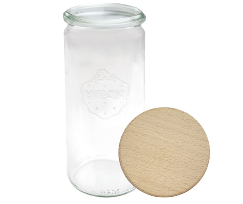 Słoik MODO24 Weck 1040 ml fi 80 cylinder drewniane wieko 1 kpl.