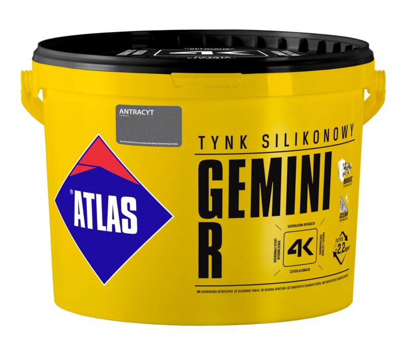 Tynk silikonowy Atlas Gemini R antracyt 25 kg