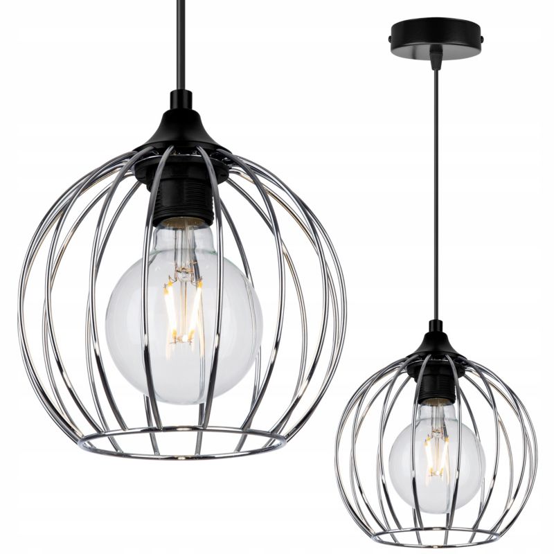 Lampa sufitowa wisząca Light Home LH Toronto okrągła 1x E27 60W druciak srebrny 1szt.