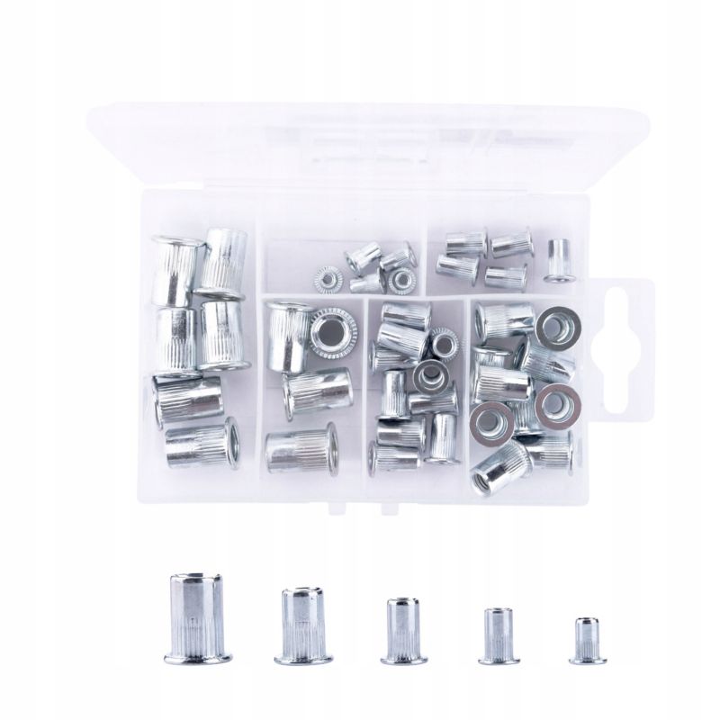 Nitonakrętki FORTUM stalowe ocynkowane zestaw M3 M8 40 szt.