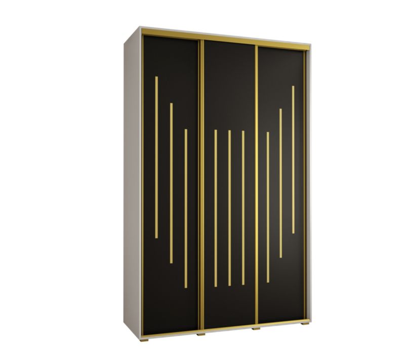 Szafa przesuwna Abiks DAVOS 8 wysoka szer.150cm gł.60cm biały/czarny/złoty 1szt.