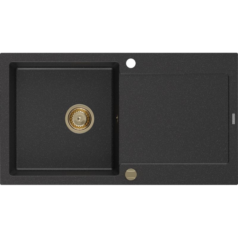 Zlewozmywak wpuszczany Mexen Leo 1-komorowy czarny/srebrny metalik 900x500 mm 6501901010-73-G