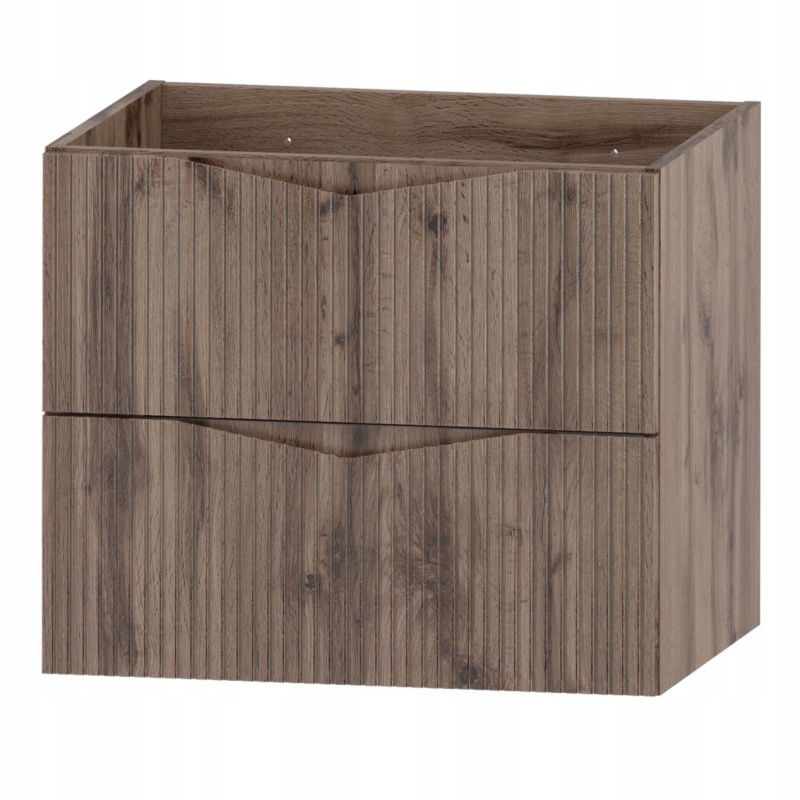 Szafka pod umywalkę Furnidea 60 cm dąb wotan ryflowana MDF wisząca CLEO 1 szt.