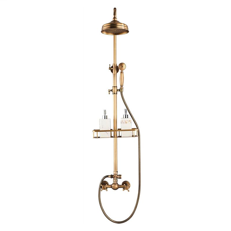 Bateria prysznicowa Lauferi AMONIA z półką mosiężna szczotkowany mosiądz retro 1 szt.