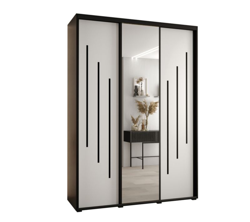 Szafa przesuwna Abiks DAVOS 9 wysoka szer.180cm gł.60cm czarny/biały/czarny 1szt.