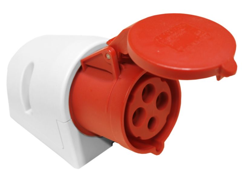 Gniazdo siłowe PCE 3P+Z zasilające stałe bez uziemienia czerwono-białe