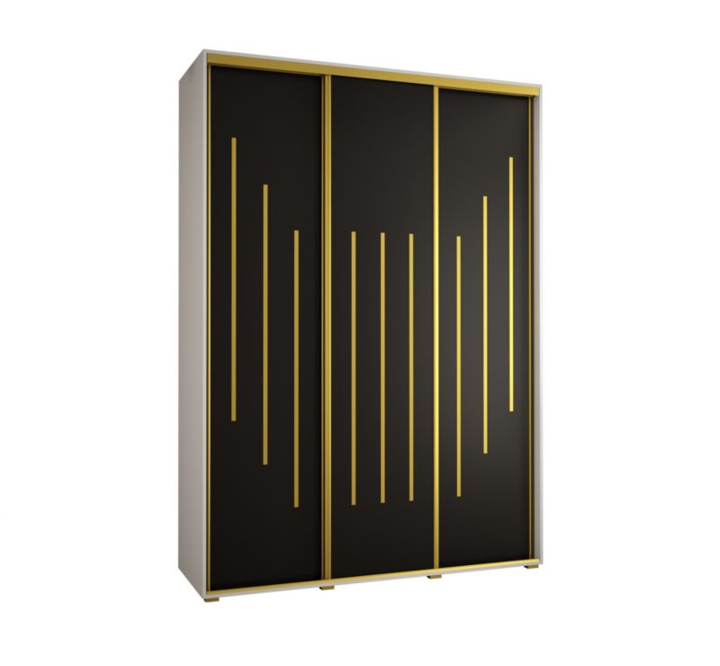 Szafa przesuwna Abiks DAVOS 8 wysoka szer.180cm gł.60cm biały/czarny/złoty 1szt.