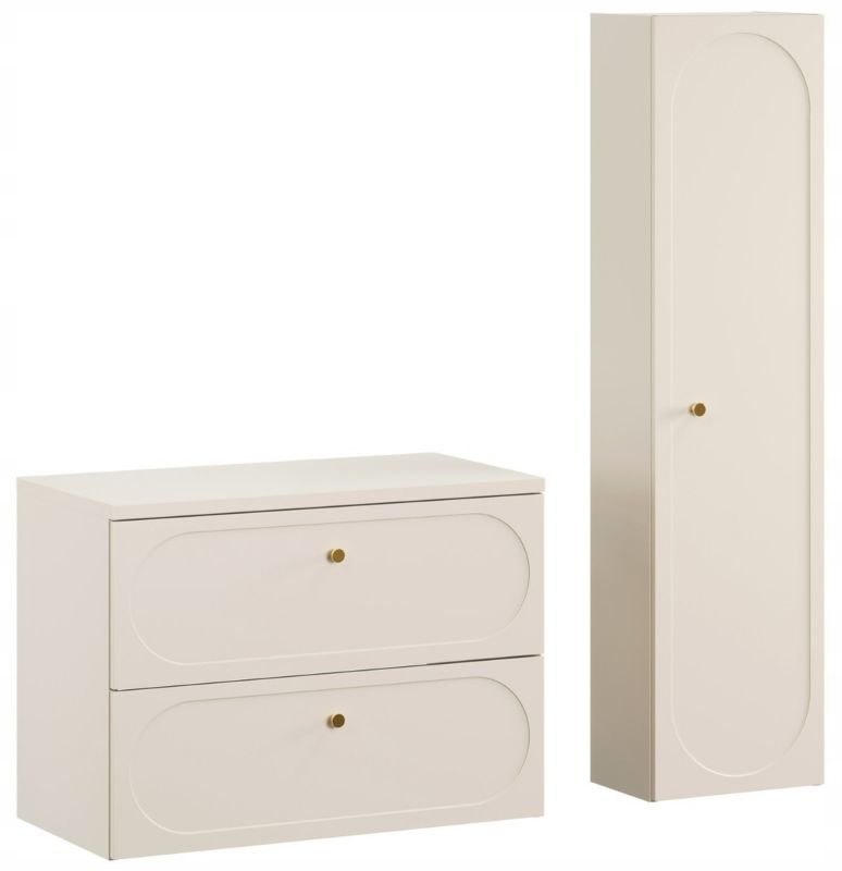 Szafka pod umywalkę i słupek Furnidea 60 cm + 35 cm beż piaskowy Donna Sand zestaw