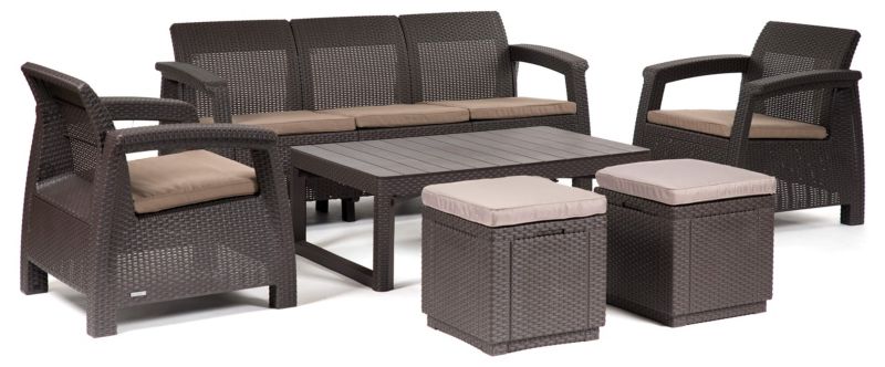 Zestaw mebli ogrodowych Keter Corfu CLUB 3-SET Lyon dla 7 osób Brązowy 1 kpl.