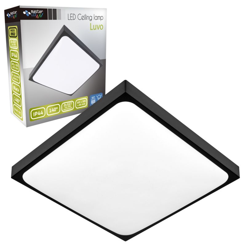Plafon LED MasterLED Luvo 2xE27 IP44 Kwadrat Czarny 1 szt.