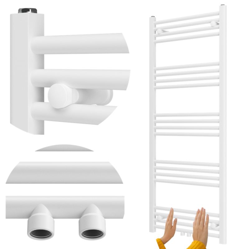 Grzejnik Łazienkowy Granitan Raven 140/60cm Biały Kaloryfer Drabinkowy 1kpl.