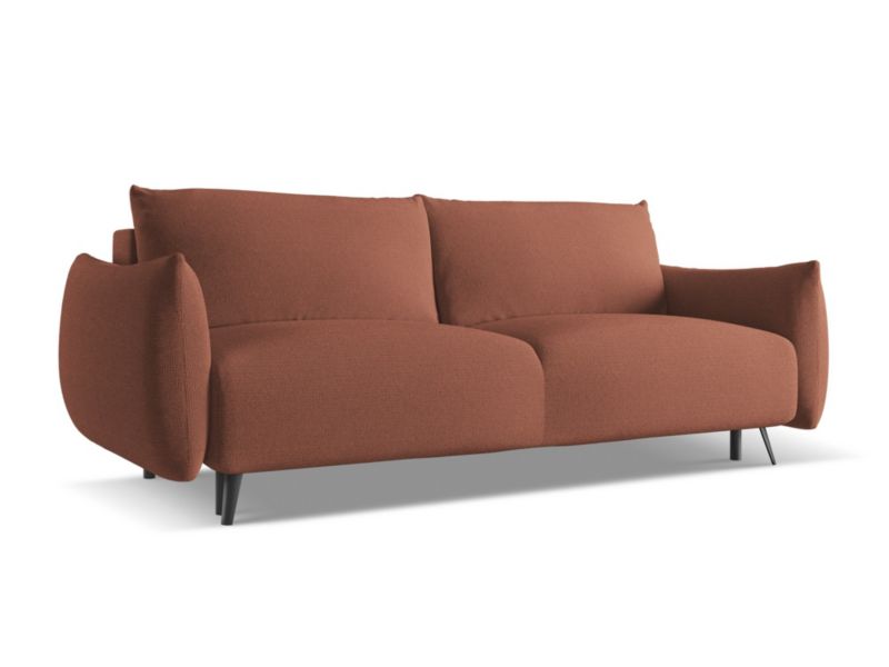 Kanapa 3-osobowa z funkcją spania LaMiaSofa GENOVA z tkaniny szenilowej 230x105 cm brudny róż 1 szt.