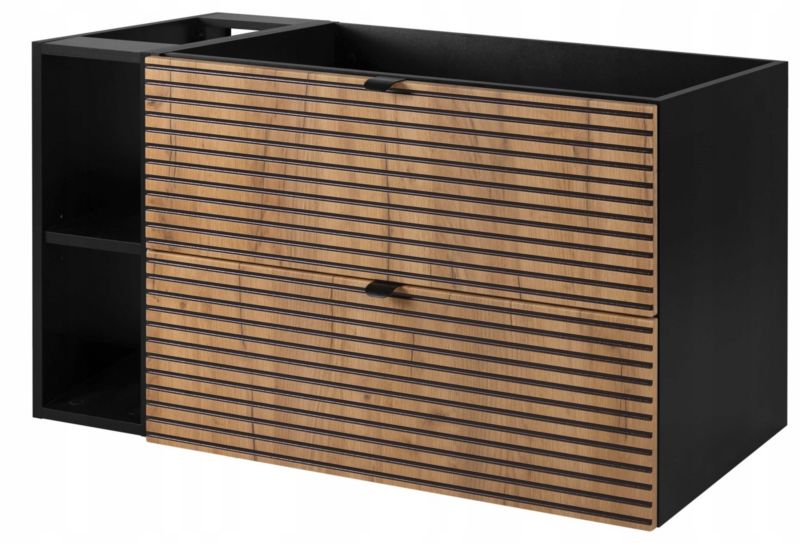 Szafka pod umywalkę Furnidea 100 cm czarna dąb craft frezowany LOFT 1 szt.