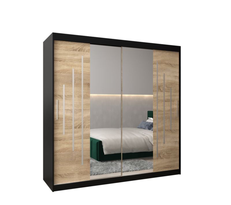 Szafa przesuwna Garderoba Abiks YORK 1 200 czarny/sonoma 1 szt.