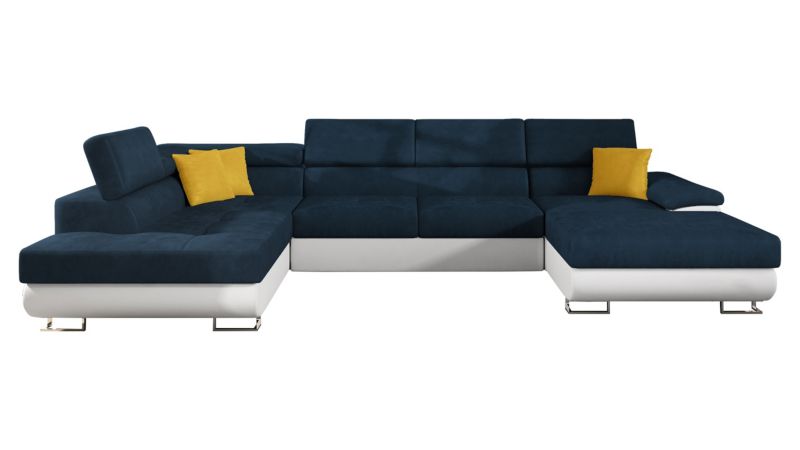 Narożnik z funkcją spania MIRJAN 24 Cotere Bis lewy biała ekoskóra/szafirowy/słoneczny 1 szt.