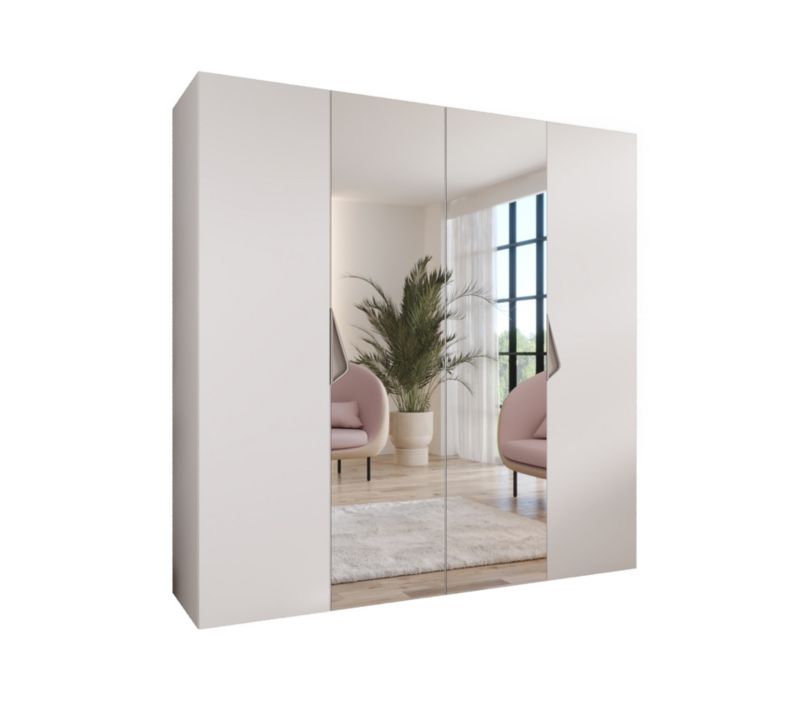 Szafa uchylna z lustrem otwierana Abiks SANDI 2 200 wys 202 cm Biały + Kaszmir 1 szt