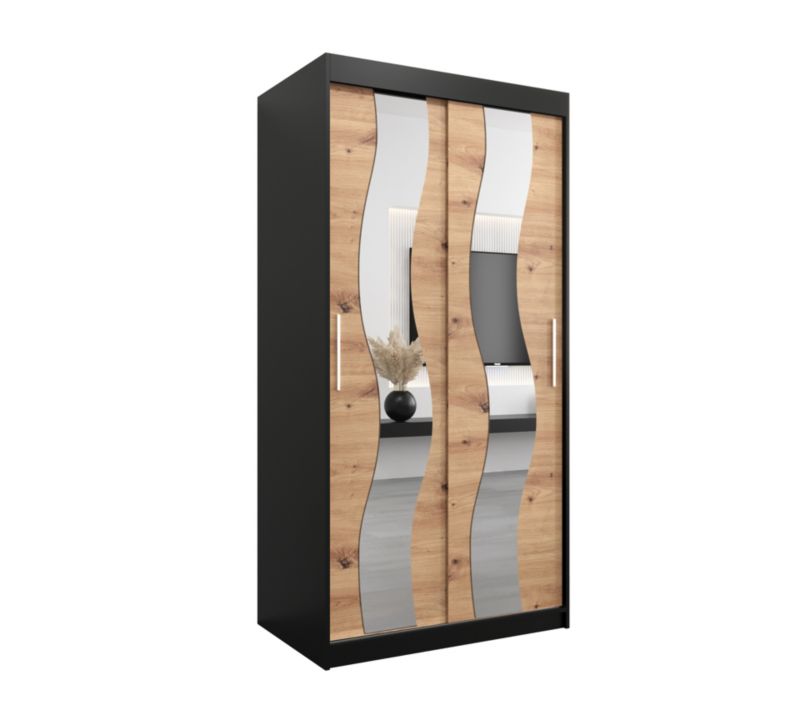 Szafa przesuwna Abiks SEWILLA 100 czarny mat + dąb artisan 1 szt.