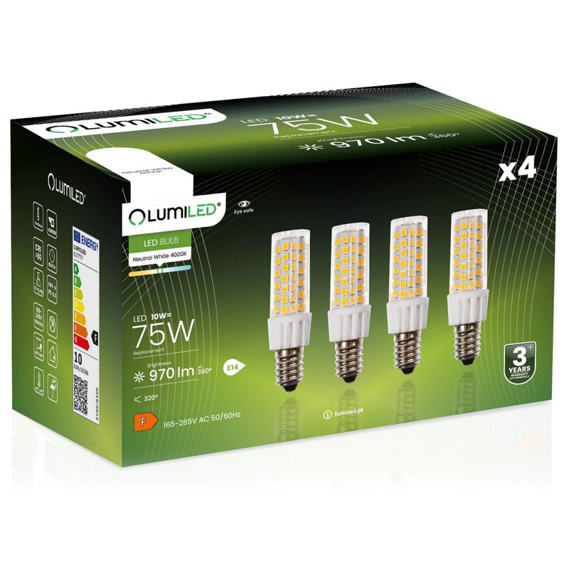 Żarówka LED LUMILED E14 T25 10W 970lm 4000K 320st 4 szt.