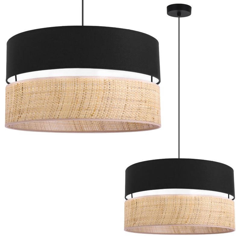 Lampa sufitowa wisząca Light Home LH Rattan Duo 1x E27 60W rattan/czarny 1szt.