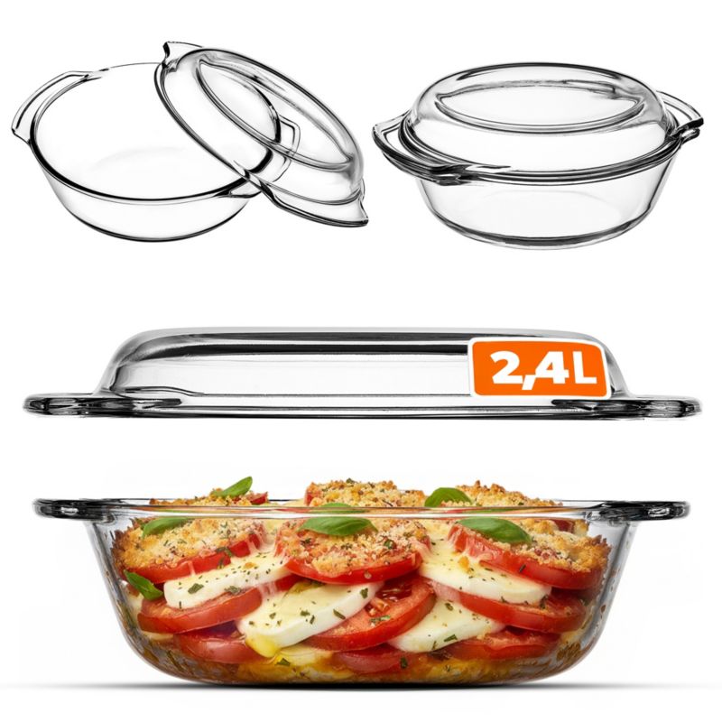 Naczynie Żaroodporne KADAX Z Pokrywą Okrągłe 2,4L 1szt.