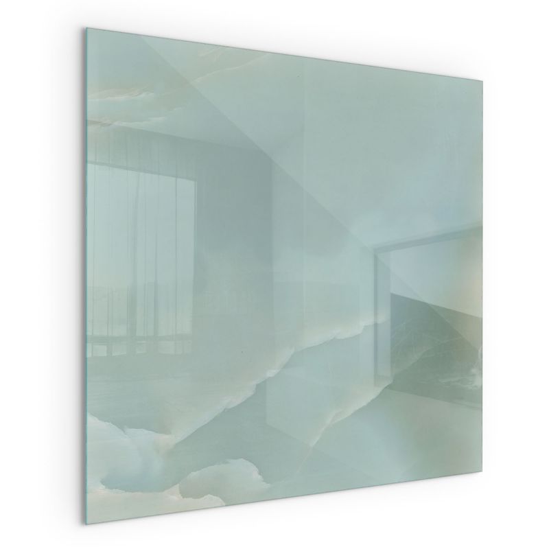 Szklana Podkładka Pod Kominek Kwadrat Wallfluent 50x50 cm Subtelny marmurowy motyw 1 szt.