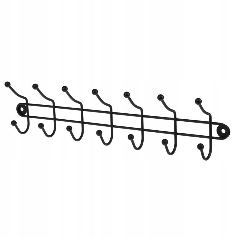 Wieszak KADAX Ścienny Na Ubrania Na Ścianę 7 Haczyków Czarny 1 szt.