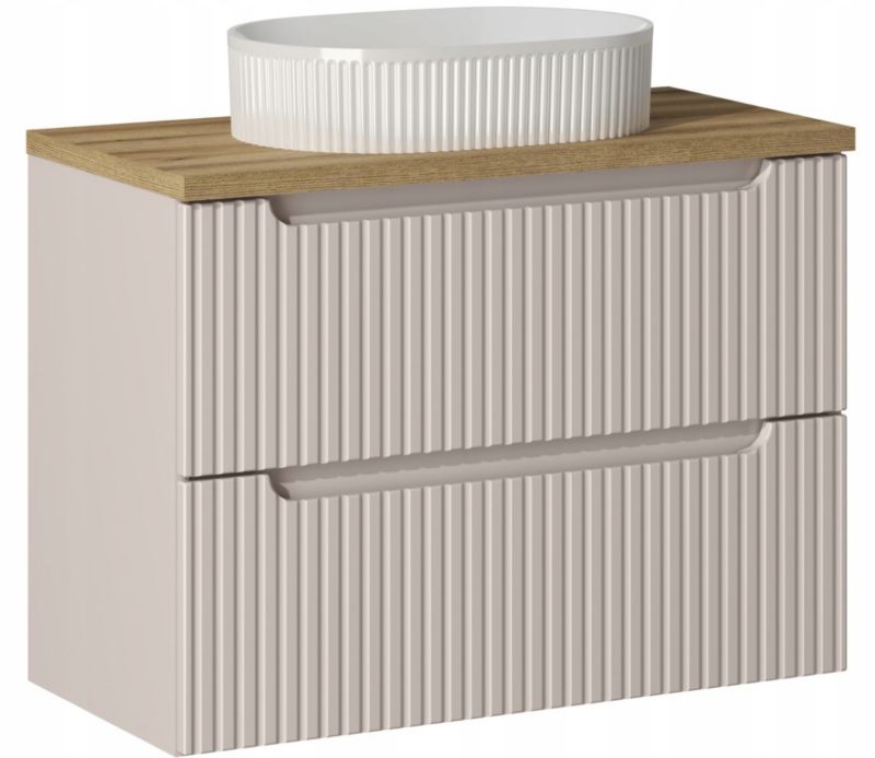 Szafka pod Umywalkę łazienkowa 80 cm Wisząca z Blatem Dąb Nova Kaszmir Kaszmirowa z Umywalką Furnidea 1 szt.