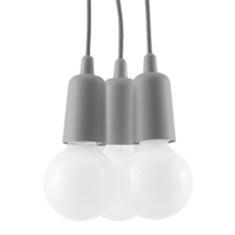 Lampa sufitowa wisząca Sollux Lighting Diego 5753 szara szerokość 10 cm 3xE27 x 60W 1 szt.