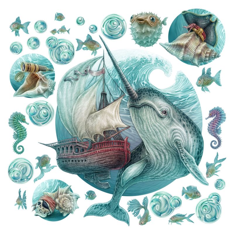 Naklejki Na Meble Wallfluent 82x80 cm Podwodny świat 1 rol.