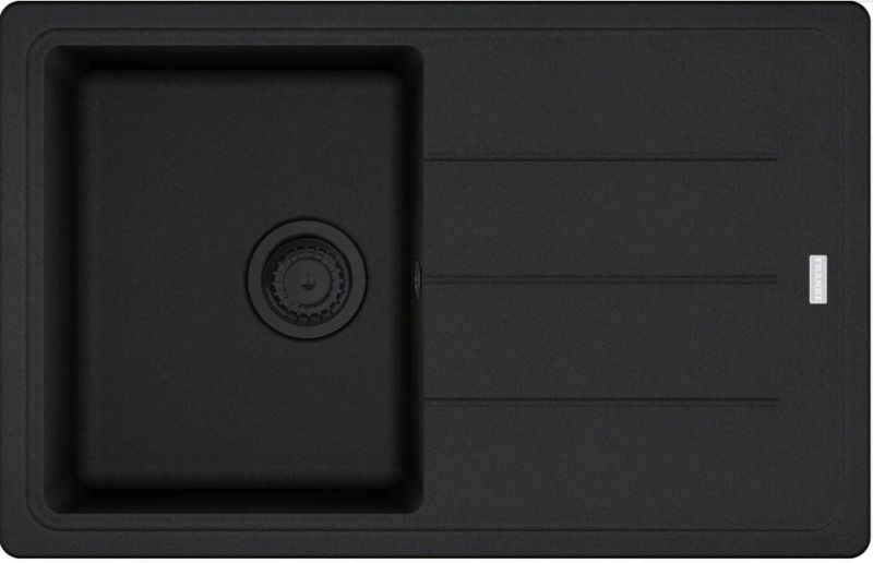 Zlewozmywak Franke Basis 1-komorowy, czarny mat, 78x50 cm, Fragranite, ociekacz, 1 szt.