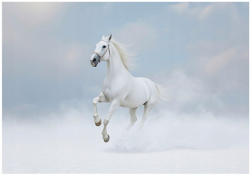 Fototapeta Koń Biały Chmury WALLARENA 300x210 cm Tapeta Do Sypialni Salonu Na Flizelinie 1 szt.