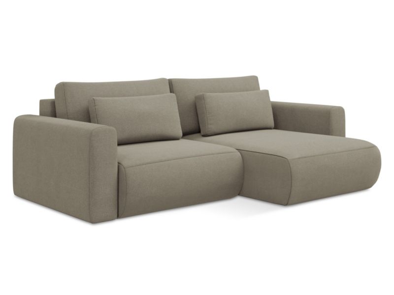 Narożnik prawostronny z funkcją spania LaMiaSofa PERUGIA z tkaniny strukturalnej 240x149 cm ciemny beż 1 szt.