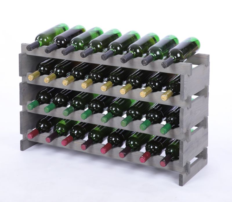 Stojak na wino MODO24 regał modułowy na butelki 4 leżnie x 8 butelek montaż bez narzędzi impregnacja szara 1 szt.