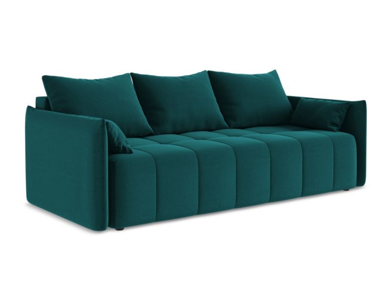 Kanapa 3-osobowa z funkcją spania LaMiaSofa BOLSENA z tkaniny welwetowej 225x105 cm morski 1 szt.
